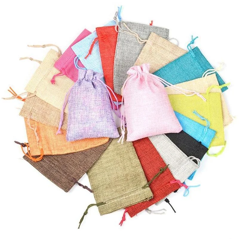 Linen Bag Bulk - 50 قطعة/مجموعة أكياس هدايا من الجوت