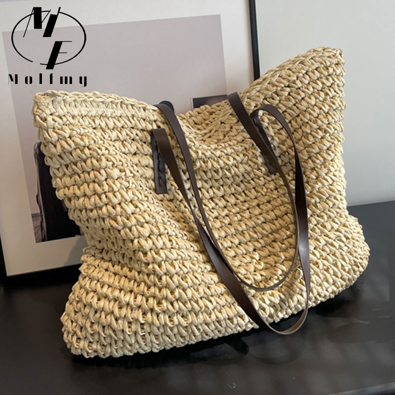 حقائب حمل منسوجة من القش للنسا - مراجعة Linen Bag Bulk وسعره