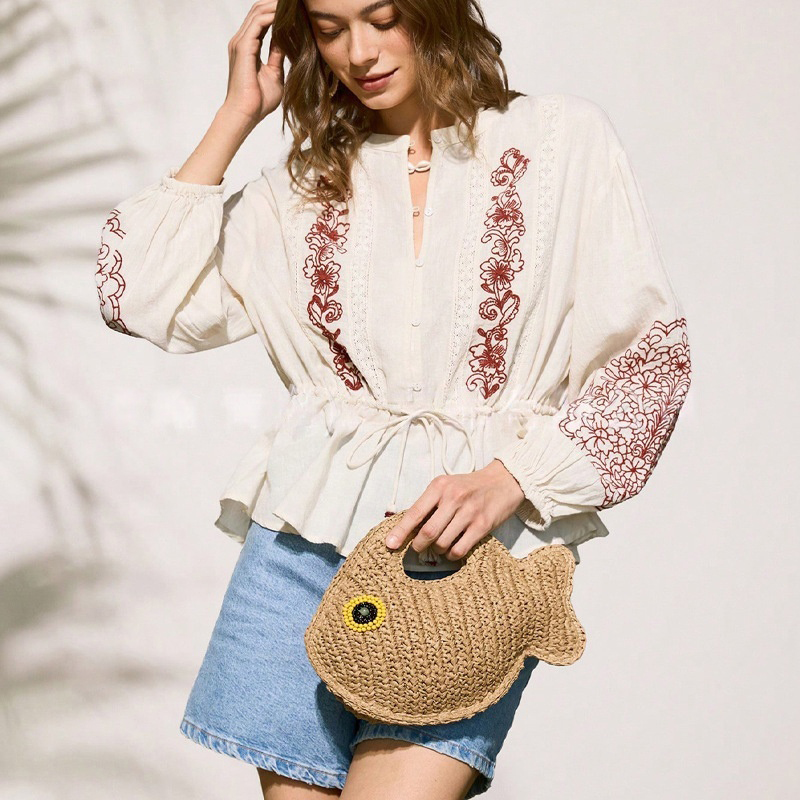 حقيبة يد نسائية منسوجة من القش - مراجعة Linen Bag Bulk وسعره